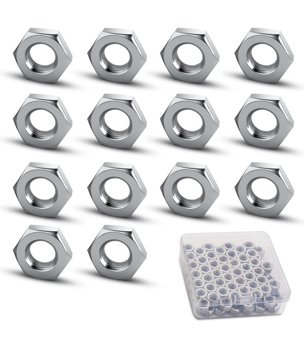 1/2"-13 Stainless Steel Hex Nuts, 50-Piece